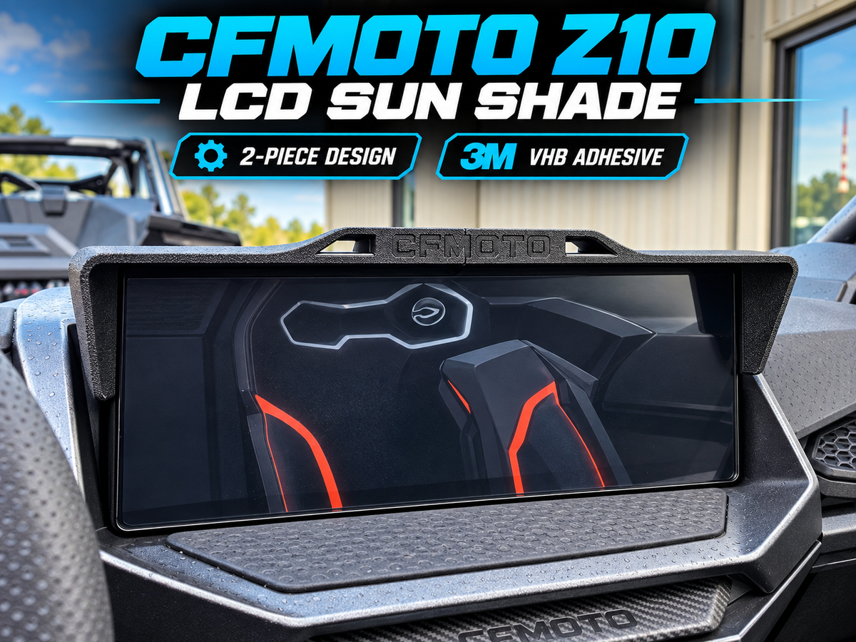 CFMOTO Z10 LCD sun shade installed on the factory display