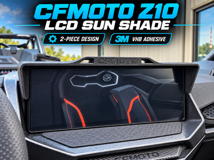 CFMOTO Z10 LCD sun shade installed on the factory display