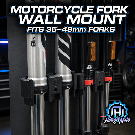 Motorcycle Fork Wall Mount – Fits 35–49mm Suspension Forks