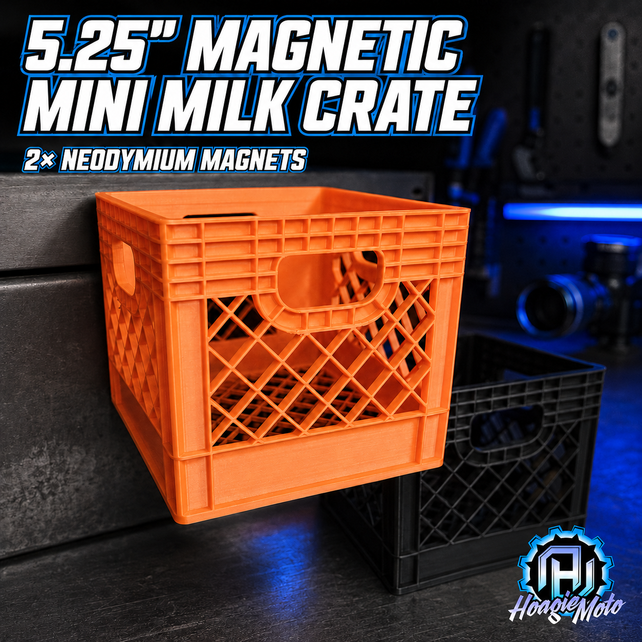 5.25" Magnetic Mini Milk Crate – Neodymium Tool Organizer