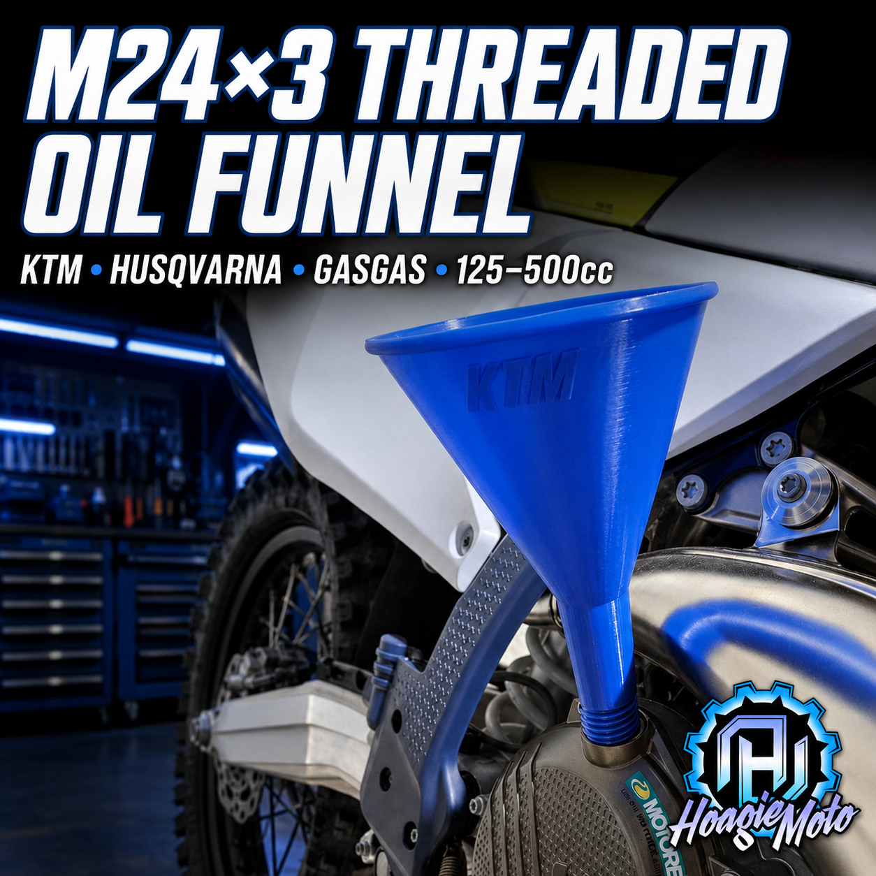 KTM, Husqvarna & GasGas M24×3 Threaded Oil Funnel – 125–500cc