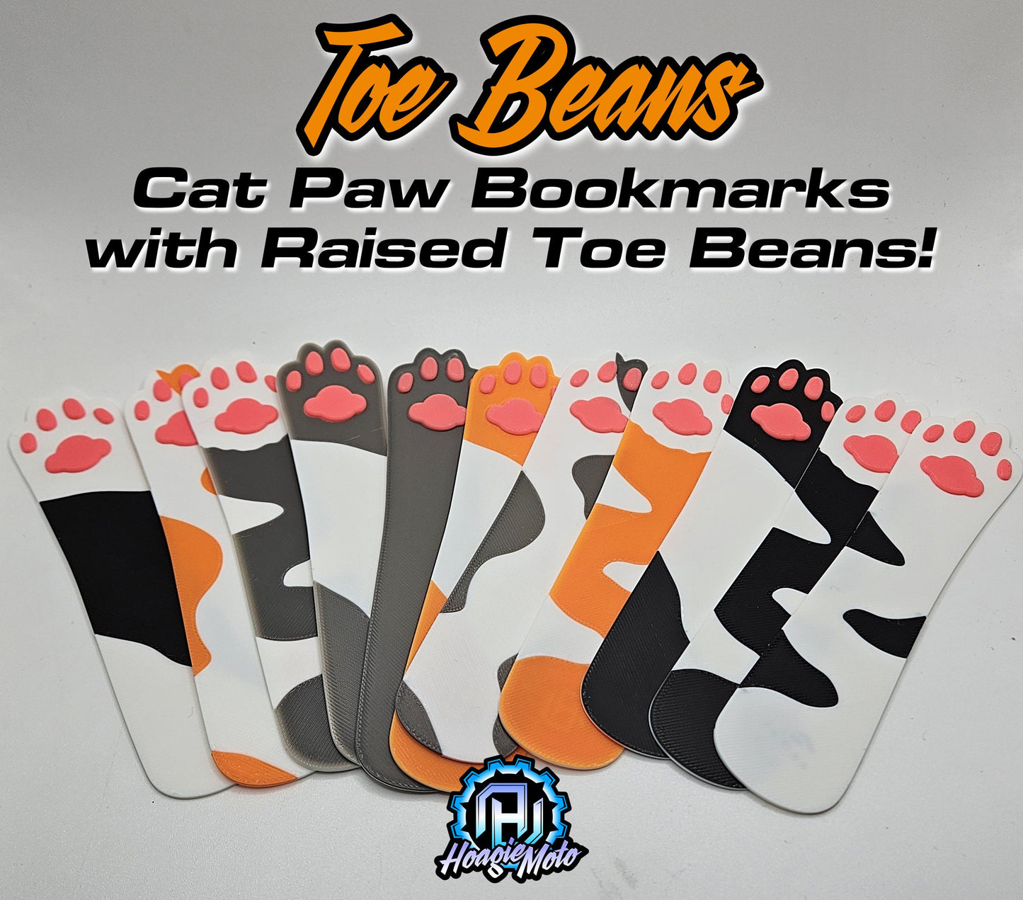 Cat Bookmarks with Raised Toe Beans 3pk for Reading